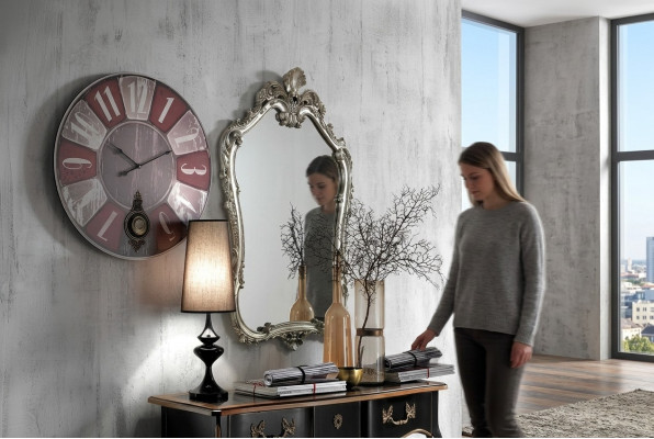 Spiegel Klassischer Wandspiegel Holz Design Silber Wohnzimmer Italien Möbel
