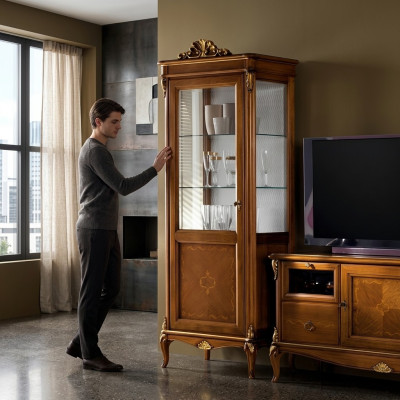 Wohnzimmer Anrichte Glas Schrank Vitrine Esszimmer Anrichte Holz Schränke Möbel