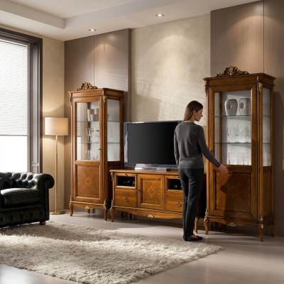 Wohnzimmer 2x Vitrine Wohnzimmer Schränke Design tv Modern Vitrinen Set 3tlg