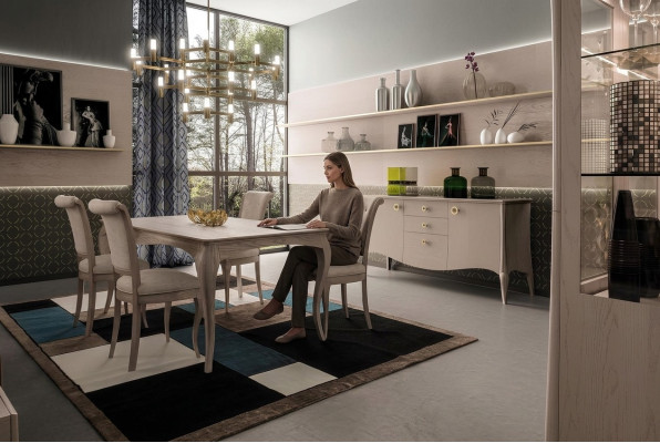 Klassische Esszimmer Garnitur Tisch Stuhl Set kommode Essgarnitur Stühle 6tlg