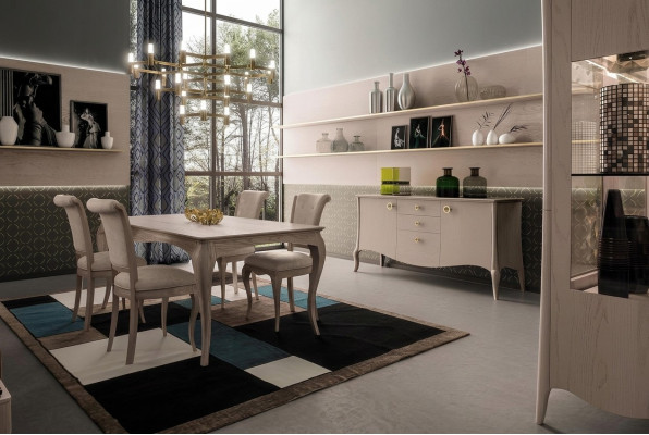 Klassische Esszimmer Garnitur Tisch Stuhl Set kommode Essgarnitur Stühle 6tlg