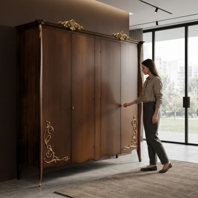 Kleiderschrank Schrank Holzschrank Schlafzimmer Massive Möbel Italien Echtholz