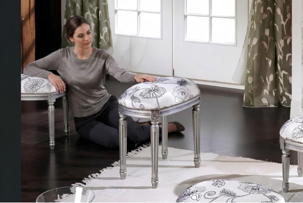 Polster Bank Fußhocker Ottomane Sitzhocker Sitzpouf Wohnzimmer Designer Hocker