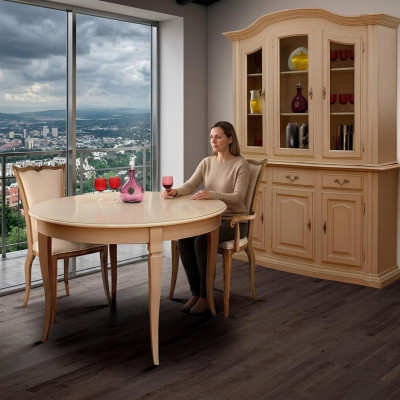 Esszimmer Möbel Massiv Holz Vitrinen Schrank Echtholz Anrichte Vitrine Glas Neu