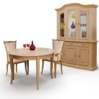 Esszimmer Möbel Massiv Holz Vitrinen Schrank Echtholz Anrichte Vitrine Glas Neu