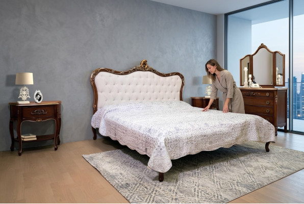 Bett 2x Nachttisch 3 tlg. Schlafzimmer Set Design Möbel Modern Luxus Betten Neu