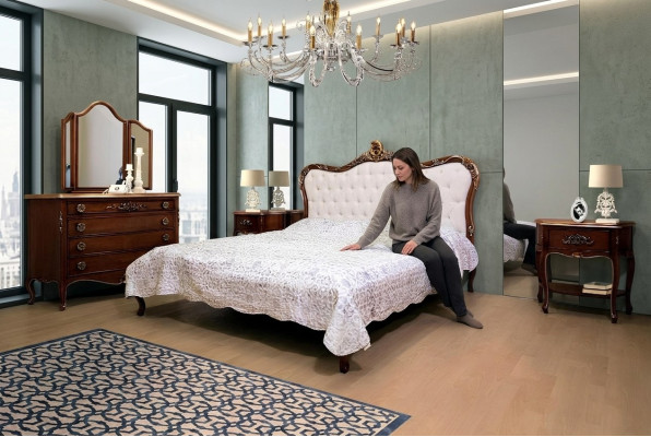 Schlafzimmer Design Klassische Luxus Möbel Modern Bett 2x Nachttisch 4tlg Set