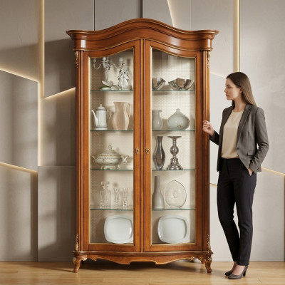 Massivholz Vitrinen Glas Schrank Echtholz Vitrine Wohnzimmer Möbel Anrichte Neu