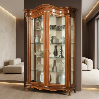 Massivholz Vitrinen Glas Schrank Echtholz Vitrine Wohnzimmer Möbel Anrichte Neu