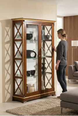 Massivholz Vitrinen Glas Schrank Echtholz Vitrine Wohnzimmer Möbel Anrichte Neu