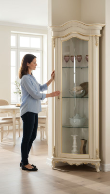 Massive Holz Vitrinen Glas Schrank Echtholz Vitrine Wohnzimmer Möbel Anrichte