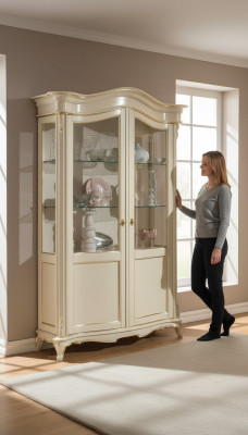Vitrine Italienische Luxus Möbel Vitrinen Kommodenschrank Glas Design Schrank
