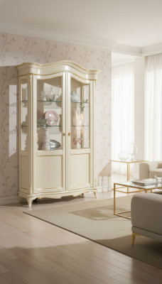 Vitrine Italienische Luxus Möbel Vitrinen Kommodenschrank Glas Design Schrank