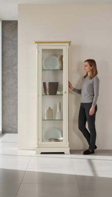 Massive Holz Vitrinen Glas Schrank Echtholz Vitrine Wohnzimmer Möbel Anrichte