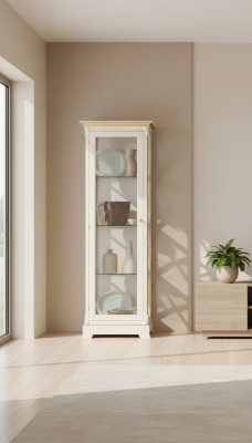 Massive Holz Vitrinen Glas Schrank Echtholz Vitrine Wohnzimmer Möbel Anrichte