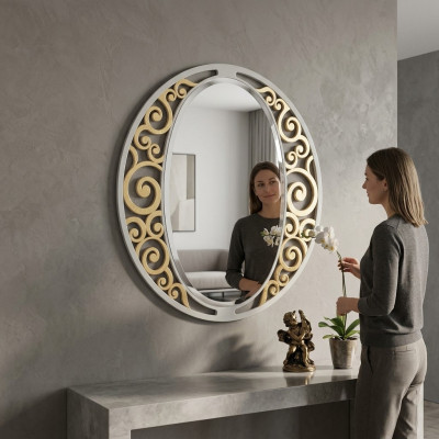 Klassischer ovaler Wandspiegel Gold Italienische Möbel Klassischer Spiegel Neu