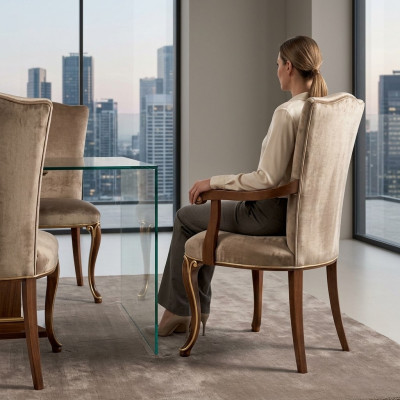 Stuhl 1 Sitzer Esszimmer Holz Sessel Italien Möbel Design Klassische Lehnstühle