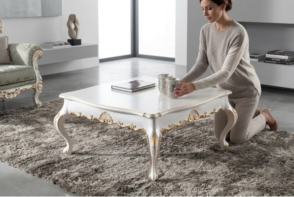 Couchtisch Beistelltisch Wohnzimmer Holz Tische Beistell Italien Stil Tisch Weiß