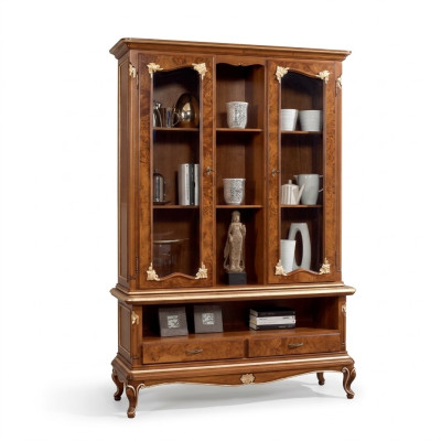 Vitrine Glas Schrank Schränke Vitrinen Holz Anrichte Italienische Möbel Braun