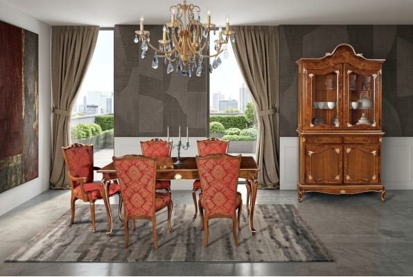 Italienisches Esszimmer Tisch + 6x Lehnstühle Stuhl Essgruppe Essgarnitur 7tlg.