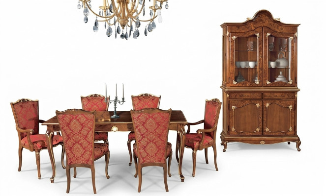 Italienisches Esszimmer Tisch + 6x Lehnstühle Stuhl Essgruppe Essgarnitur 7tlg.