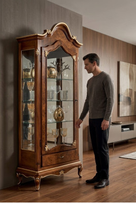 Schränke Holz Vitrinen Glas Schrank Echtholz Vitrine Wohnzimmer Möbel Anrichte