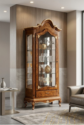 Schränke Holz Vitrinen Glas Schrank Echtholz Vitrine Wohnzimmer Möbel Anrichte