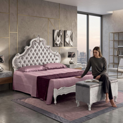 Chesterfield Bett Polster Design Luxus Doppel Hotel Betten Italienische Holz Neu