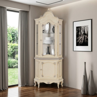 Vitrinen Massive Holz Glas Schrank Echtholz Vitrine Wohnzimmer Möbel Anrichte
