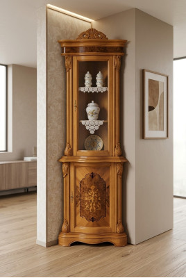 Vitrinen Glas Schrank Echtholz Vitrine Wohnzimmer Anrichte Italienische Möbel