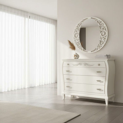 Sideboard Kommode mit Spiegel Sideboards Holz Kommoden Möbel 2tlg Weiß Italien