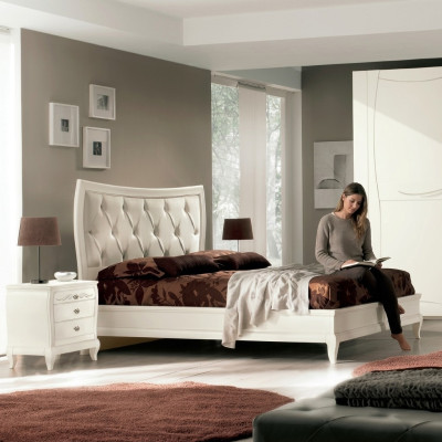 Bett Schlafzimmer Set Bett 2x Nachttisch Holz Klassische Italienische Möbel 3tlg