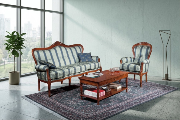 Klassische Sofagarnitur Couch 3+1 Sitzer Sofa Couchen Italienische Möbel Textil