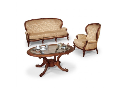 Klassische Sofagarnitur Couch Sofa Sessel Couchtisch Italienischen Möbel 3tlg.