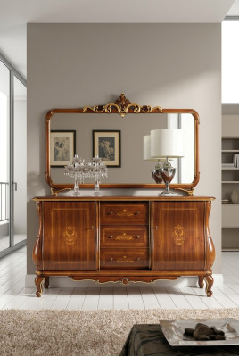 Sideboard mit Spiegel Anrichte Sideboards Holz Schrank Möbel Kommoden Braun Neu