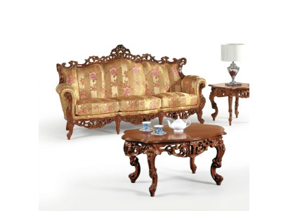 Klassischer Dreisitzer Sofa + Couchtisch Set Klassische Italienische Möbel 2tlg