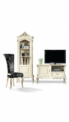 Klassische Wohnwand Set Vitrine rtv Sideboard Vitrinen Schrank Schränke 3tlg.