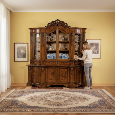 Vitrinen Massive Holz Glas Schrank Echtholz Vitrine Wohnzimmer Möbel Anrichte