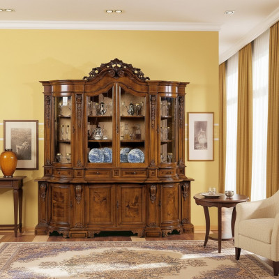 Vitrinen Massive Holz Glas Schrank Echtholz Vitrine Wohnzimmer Möbel Anrichte