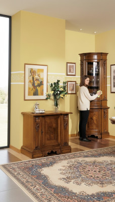 Eckvitrine Eckschrank Vitrine Schrank Holz Schränke Italienische Möbel Glas Neu