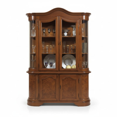 Möbel Glas Vitrine Holz Braune Glasvitrine Regale Italien klassische Möbel Neu