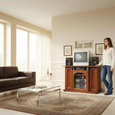 Brauner TV-Schrank Luxus Sideboard Kommode Wohnzimmermöbel Schränke Regale Holz