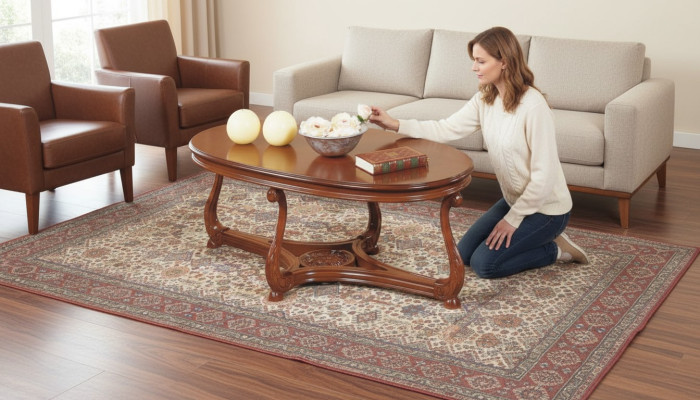 Ovaler Kaffeetisch braun lackiert Beistelltisch Holz Couchtisch Wohnzimmertisch