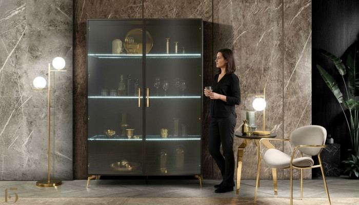 Vitrine Schrank Vitrinen Schränke Design Italienische Möbel Wohnzimmer Schrank