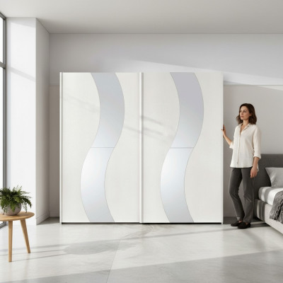 Kleiderschrank mit Schwebetüren Schlafzimmer Schrank Schränke Holz Design Modern