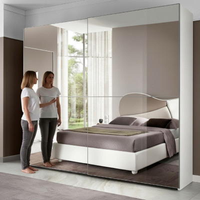 Spiegelschrank Kleiderschrank Schwebetüren Schränke Holz Design Modern Schrank