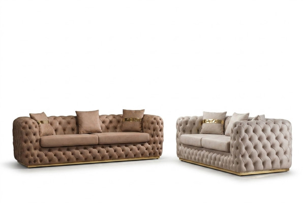 Polstergarnitur Sofagarnitur 3+3 Sitzer Chesterfield Luxus Garnitur Sofas Leder