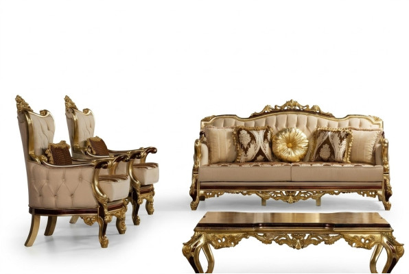 Garnitur Sofagarnitur 3+1+1 Sitz Sofa Sofas Sessel Luxus Set Design Barock Couch