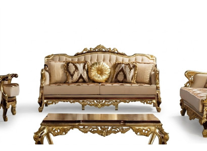 Dreisitzer Sofa 3 Sitzer Barock Rokoko Couch Luxus Sofas Stoff Textil Design