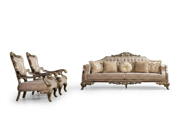 Sofagarnitur 3+1+1 Sitzer Sofa Sofas Sessel Stoff Garnitur Luxus Set Wohnzimmer